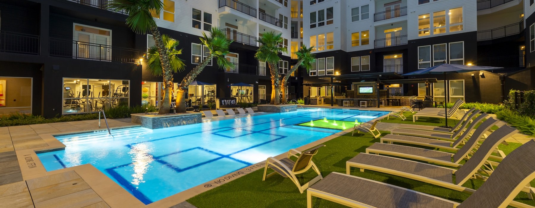 a swimming pool in a courtyard